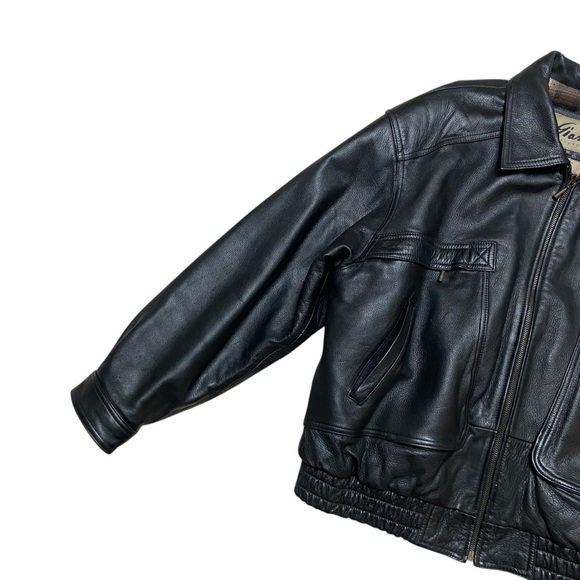 Vintage 1990s Gianti Collection Bomber Leather Jacket Streetwear Moto Jacket - Picture 2 of 16